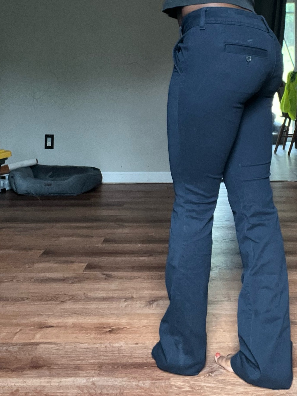 American Eagle Kick Boot Black Stretch Bootcut Pants Size 4 Long - Picture 4 of 6